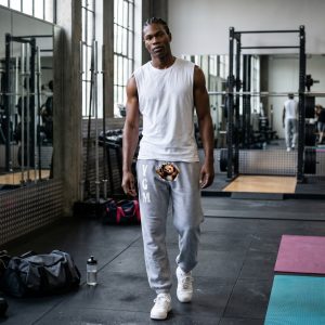 Grey YGM Sweatpants w/ white print
